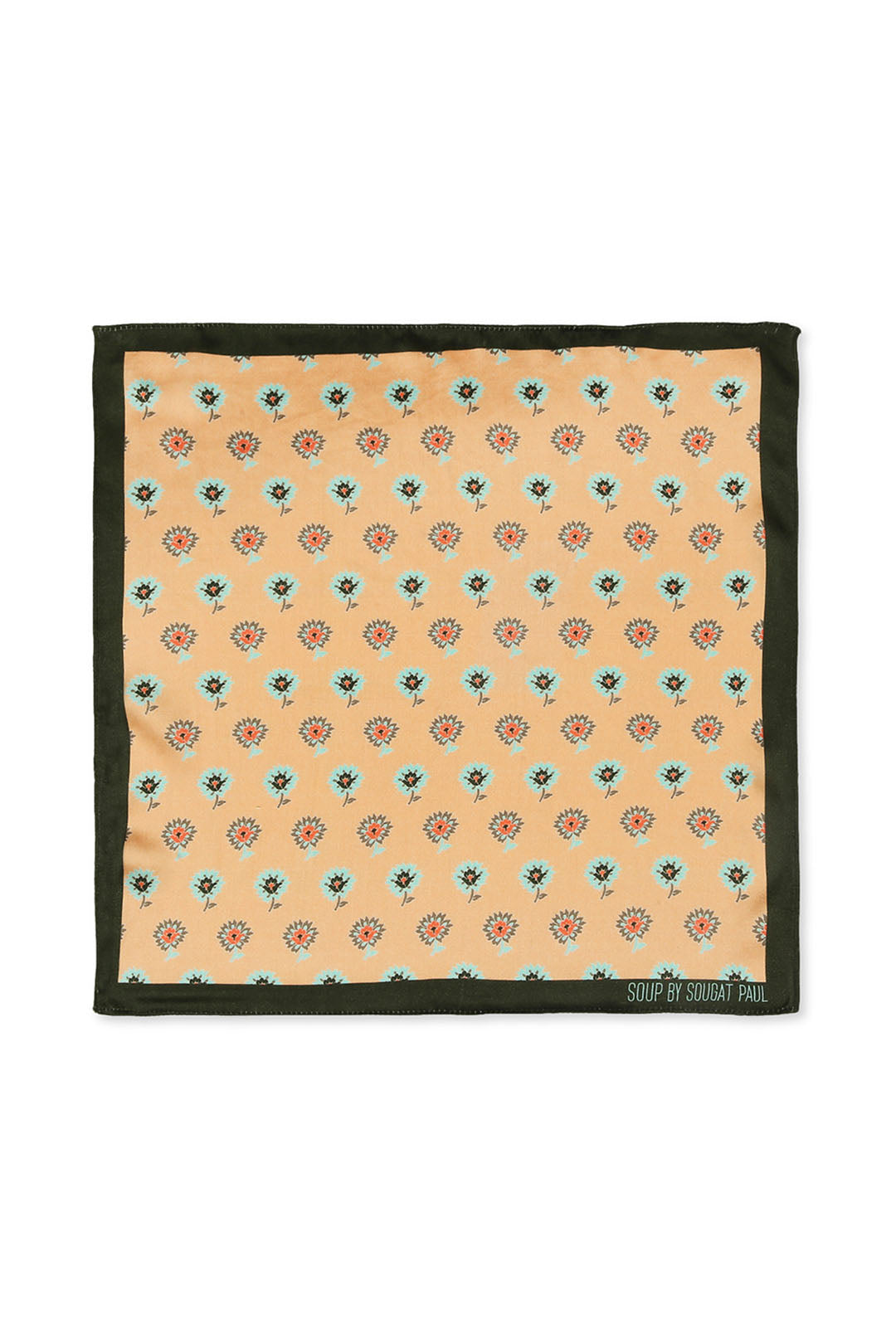 Peach Ethnic Folklore Printed Pocket Square