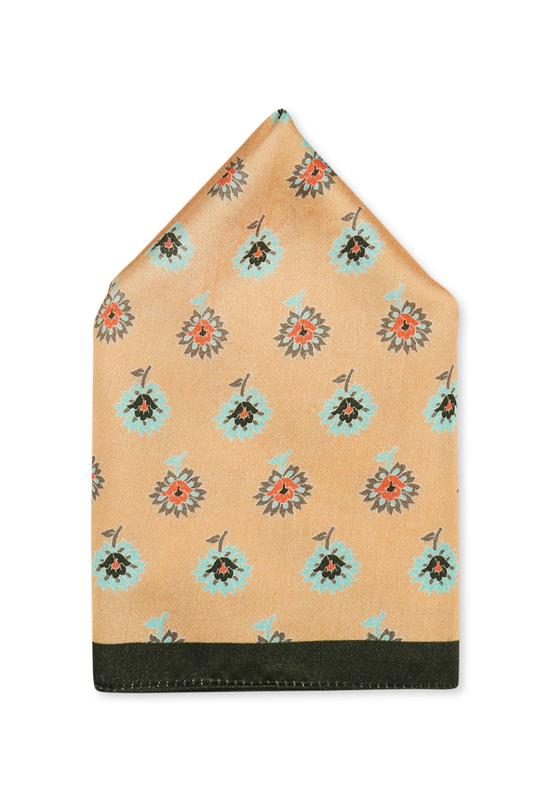 Peach Ethnic Folklore Printed Pocket Square