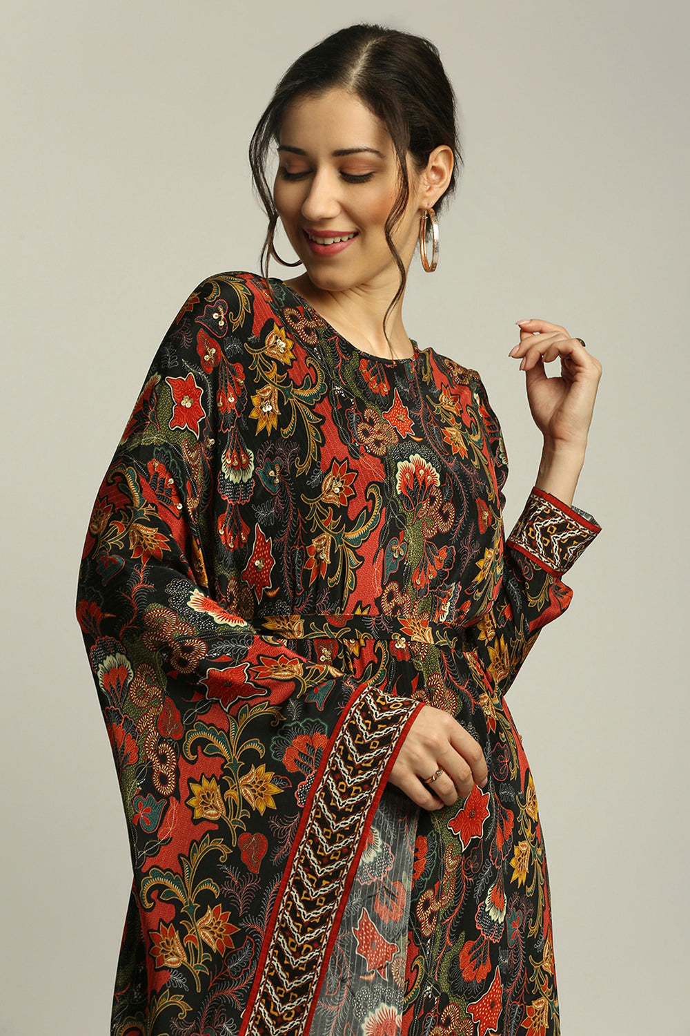 Batik Printed Asymmetrical Kurta With Pant