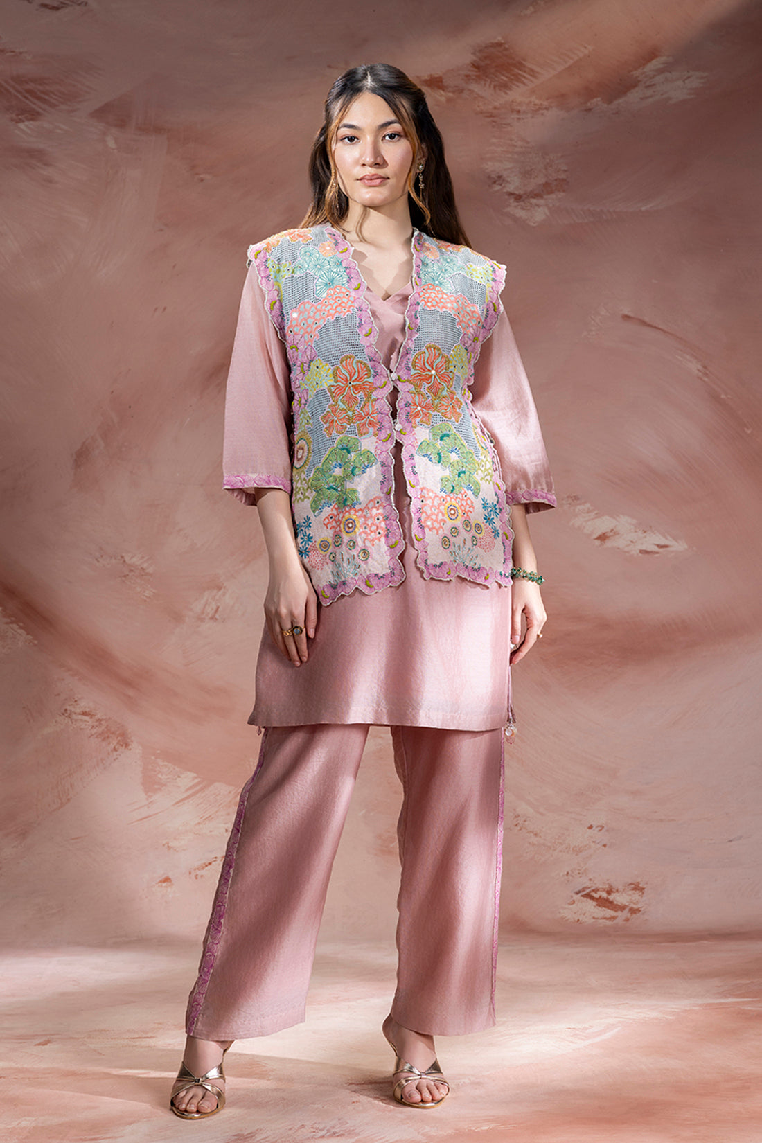 Kaia Embroidered Kurta Set With Jacket