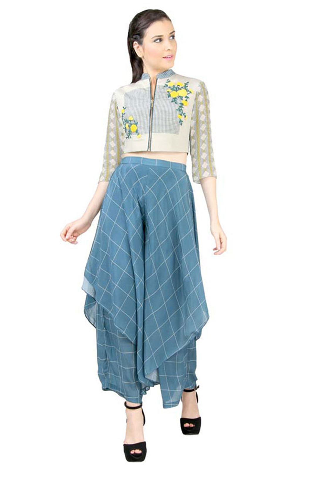 Bullion Flower Printed Pant Set