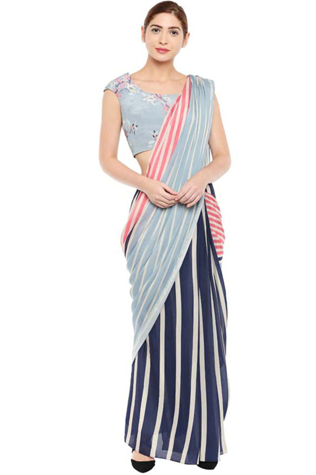 Palash Printed Pre-Stitched Saree With Blouse
