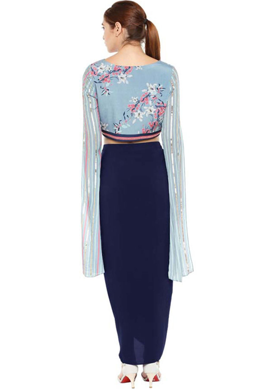 Palash Printed Drape Skirt With Crop Top