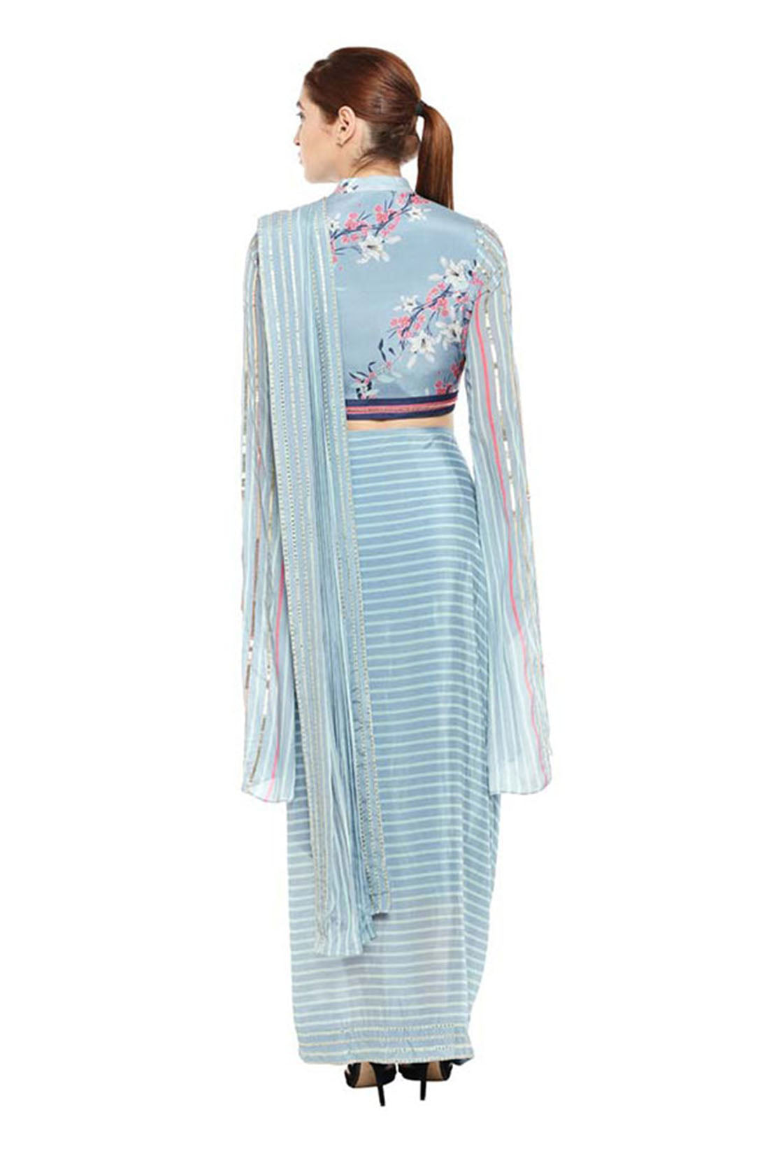 Palash Printed Pre-Stitched Saree With Crop Top