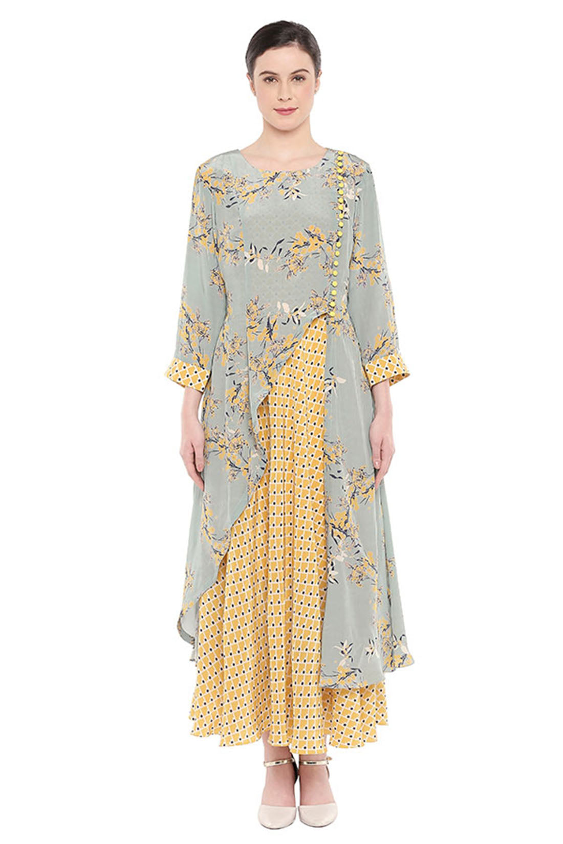 Palash Printed Asymmetrical Kurta With Dress
