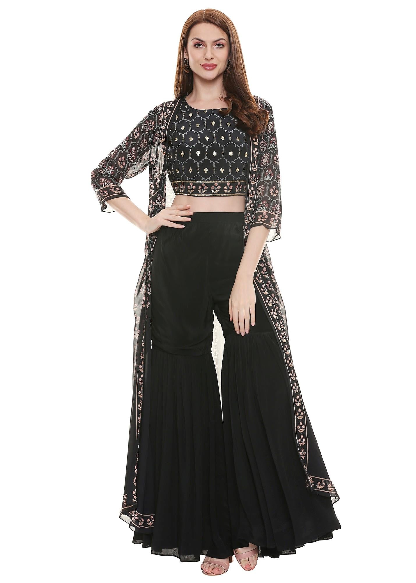 Buy Embellished Sharara Set with Jacket Online