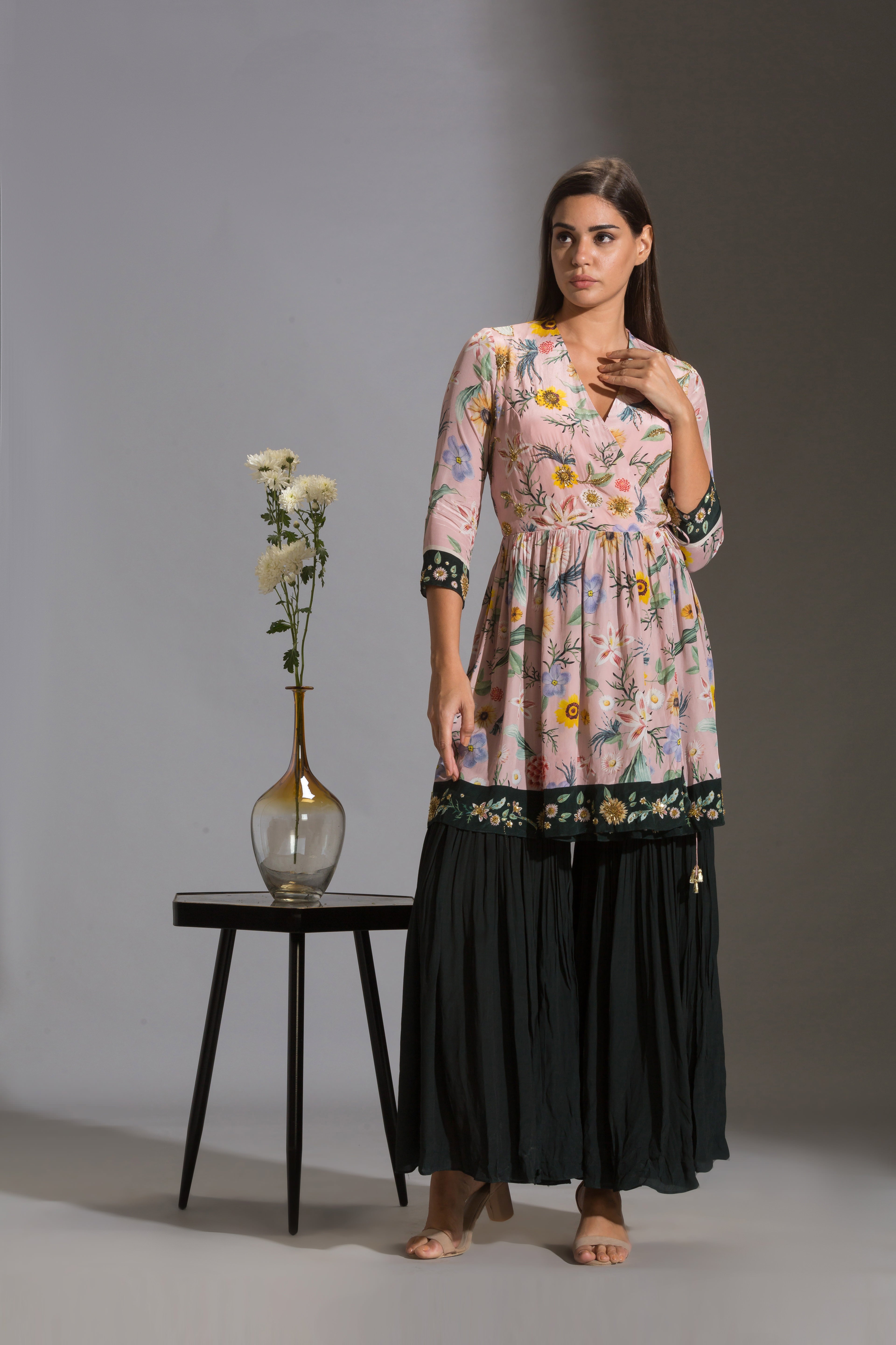 Gulista Printed Floral Sharara Set