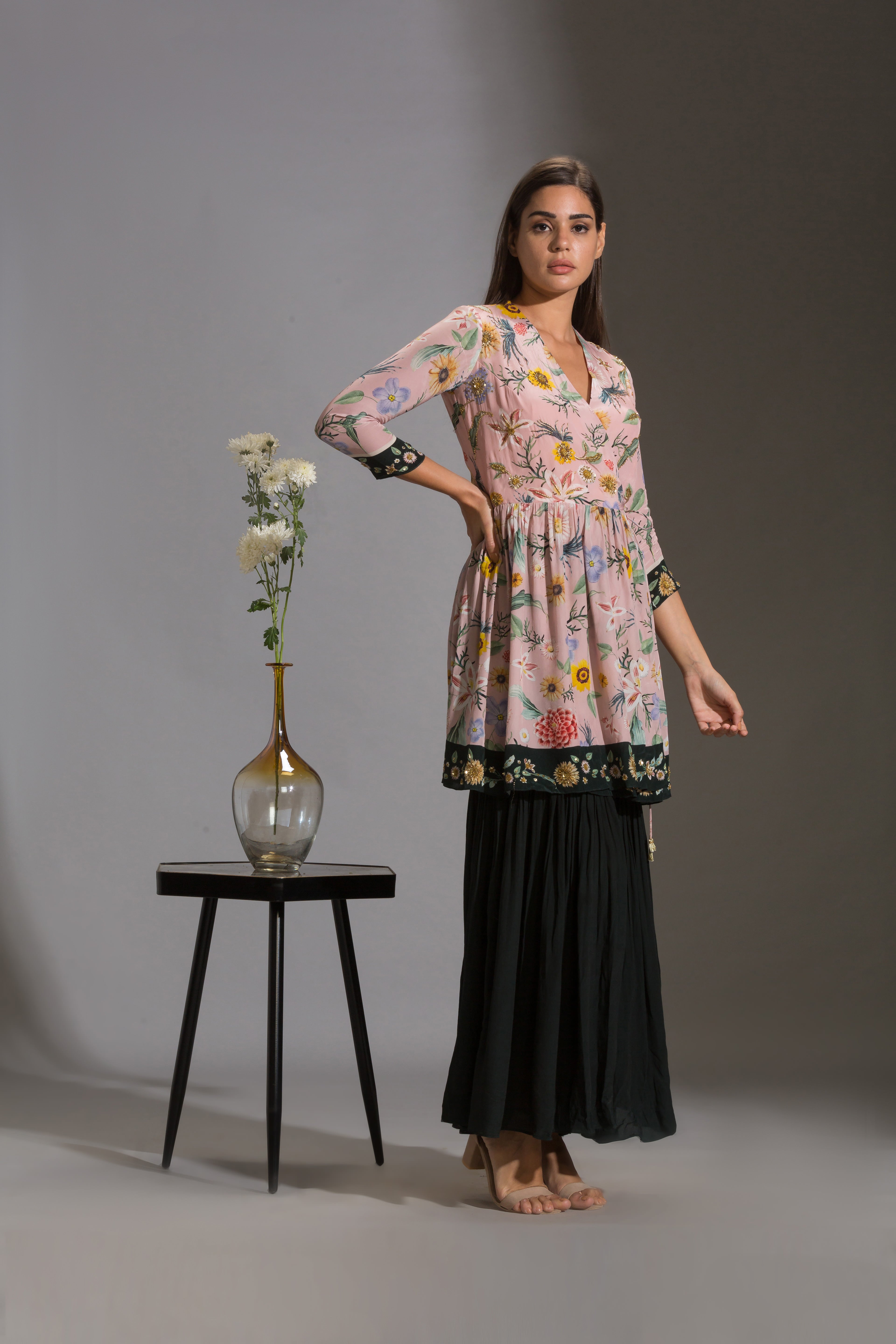 Gulista Printed Floral Sharara Set