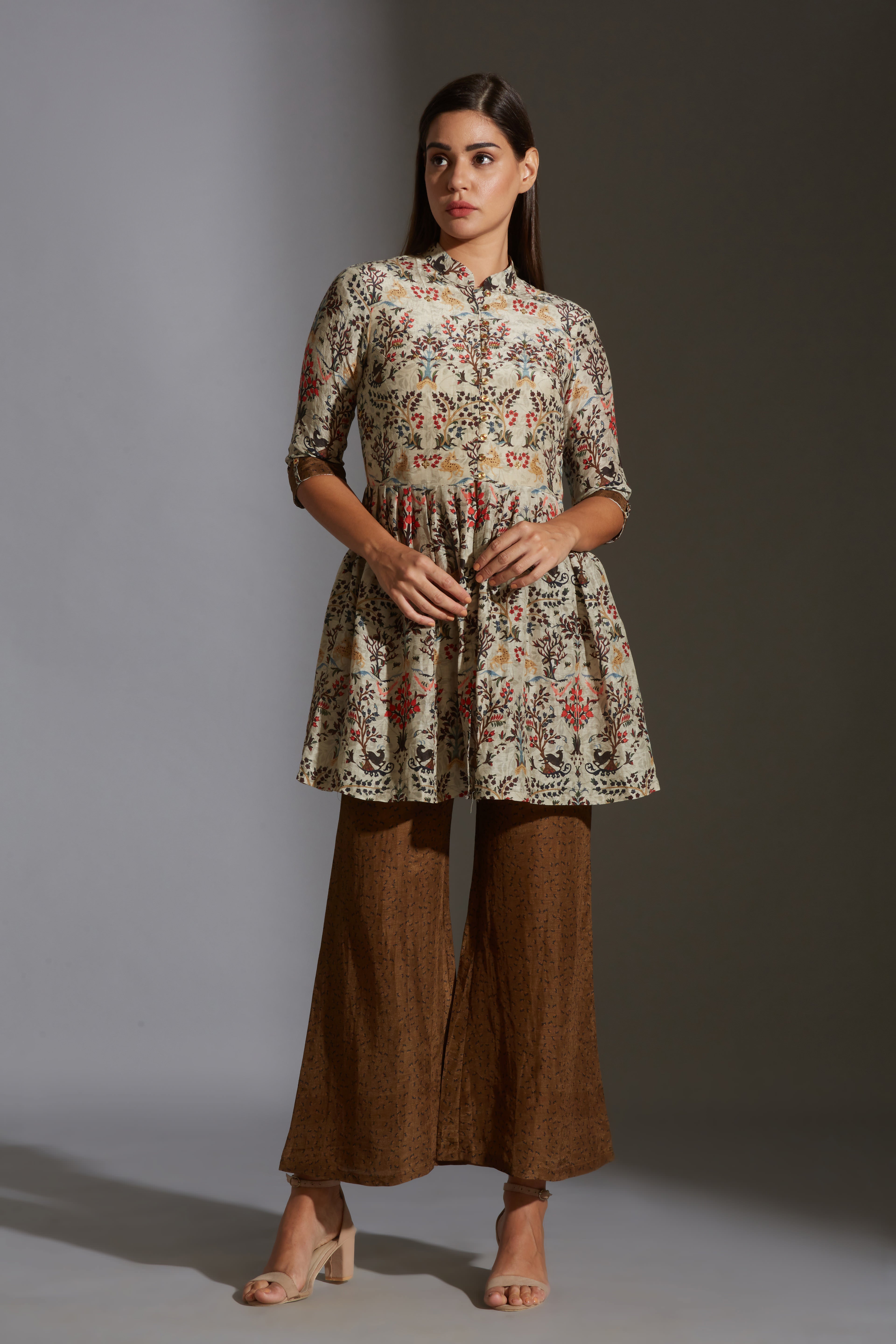 Qaleen Printed Peplum Top And Pinted Pants