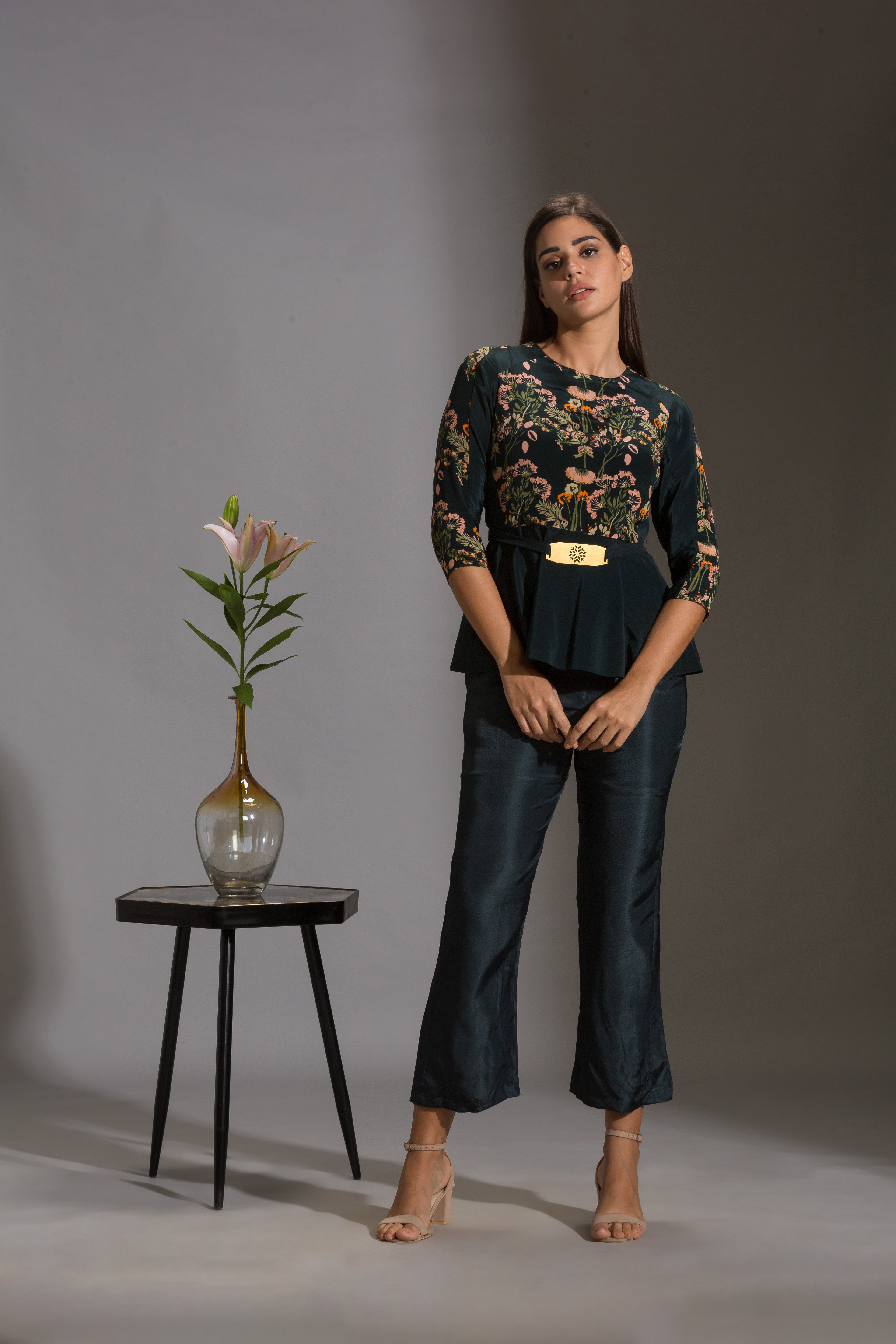 Night Shade Peplum Top And Pants