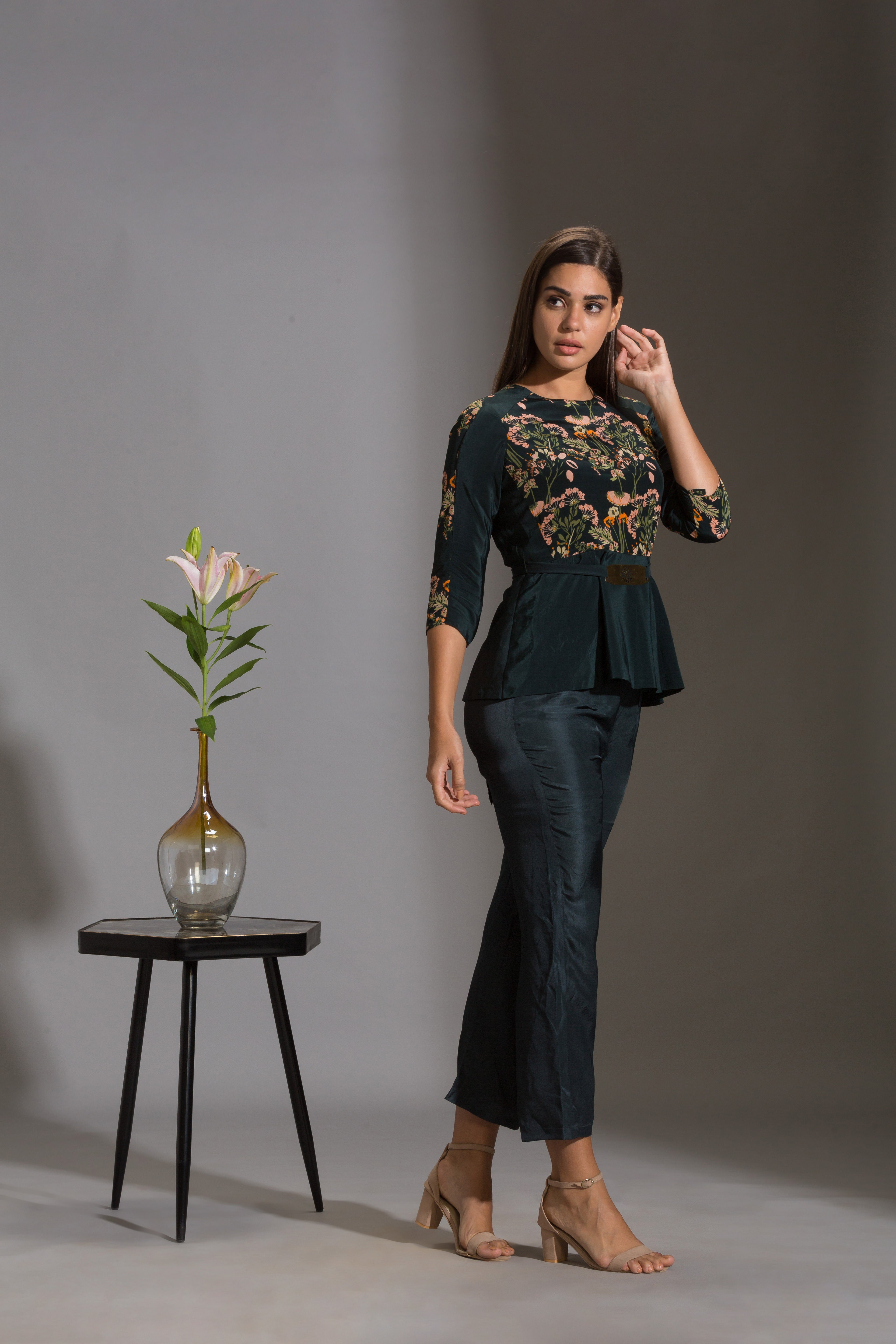 Night Shade Peplum Top And Pants