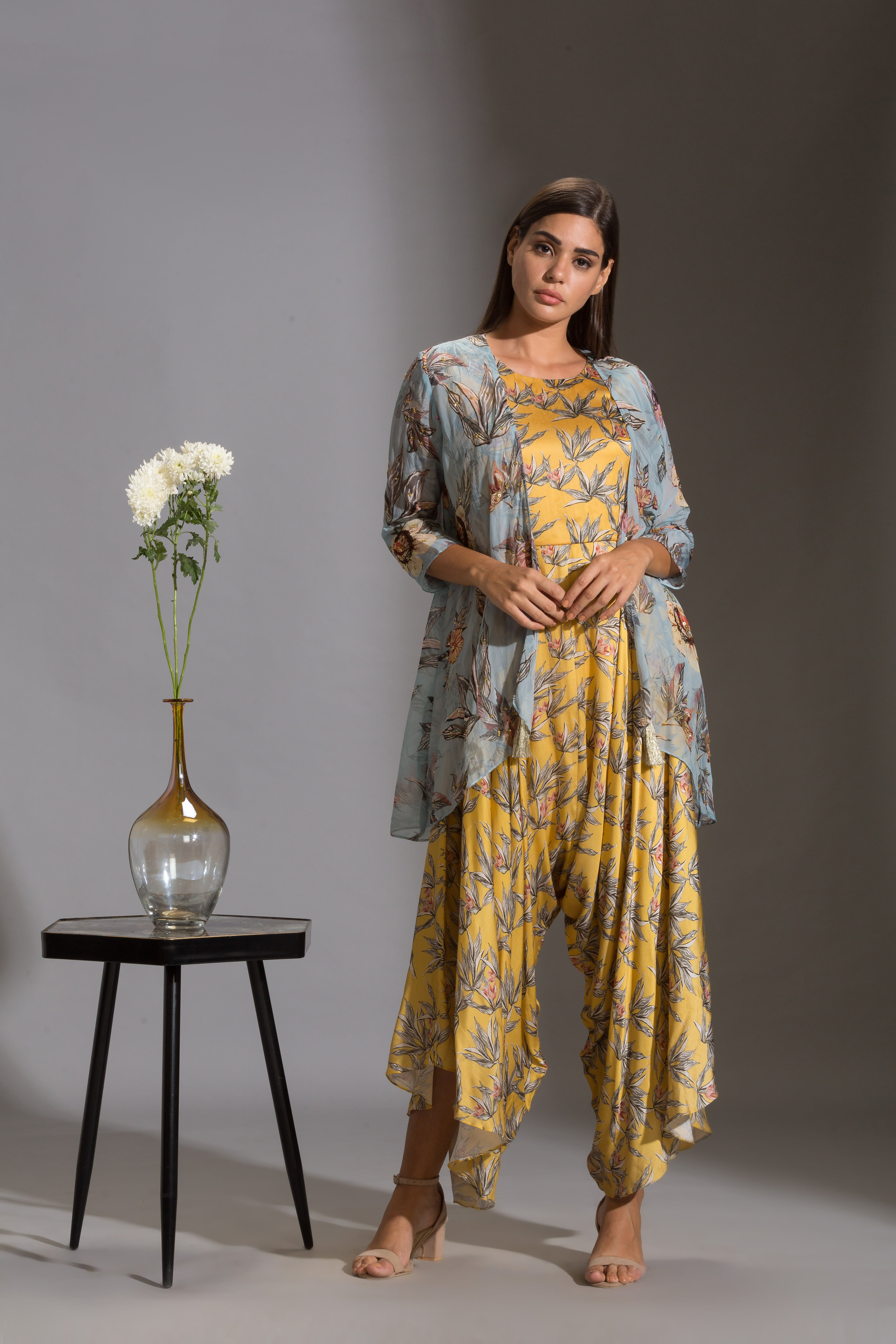 Anthia Floral Printed Dhoti Jumpsuit With Jacket
