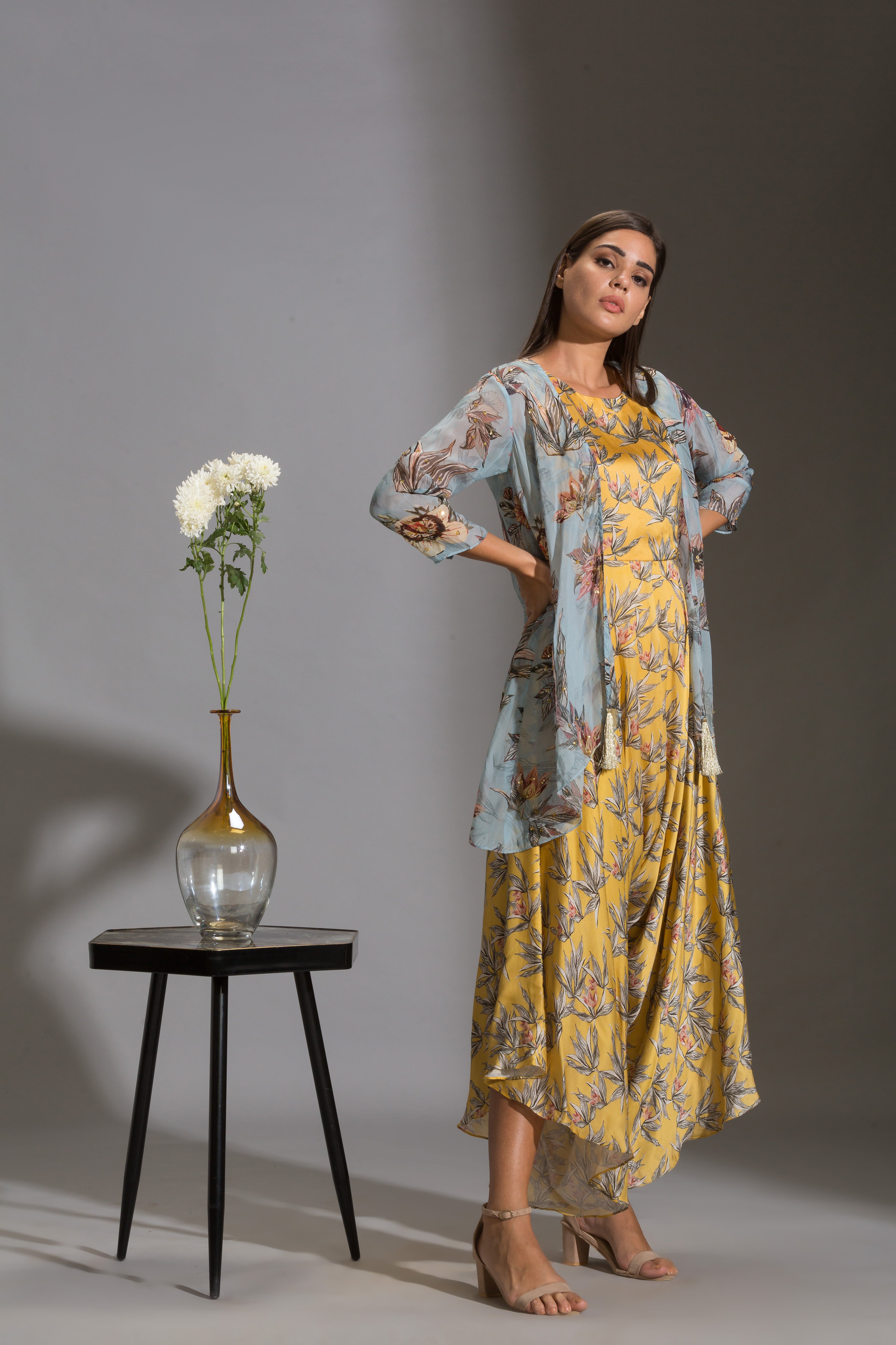 Anthia Floral Printed Dhoti Jumpsuit With Jacket