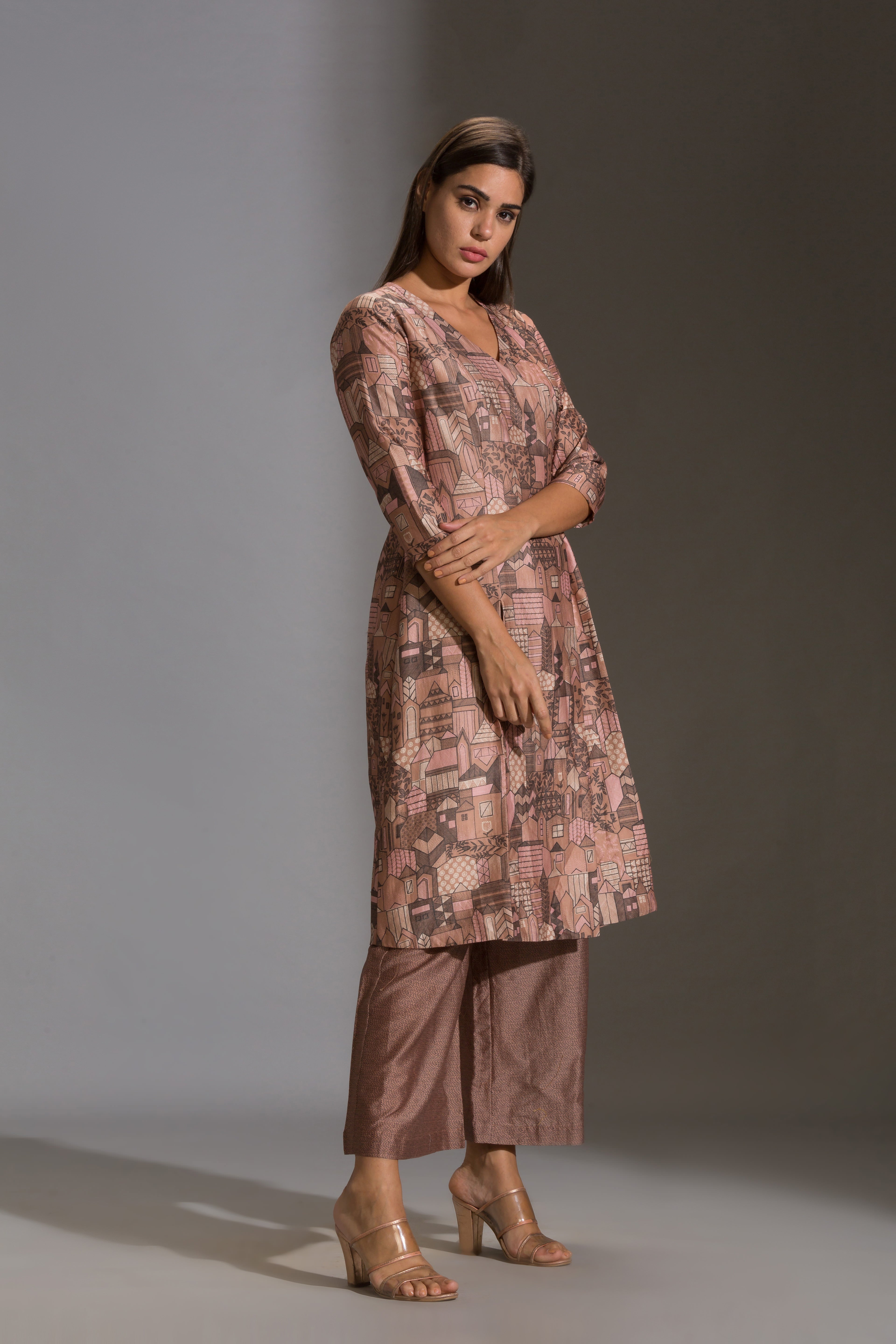 Maskan Printed Overlap Kurta With Palazzo