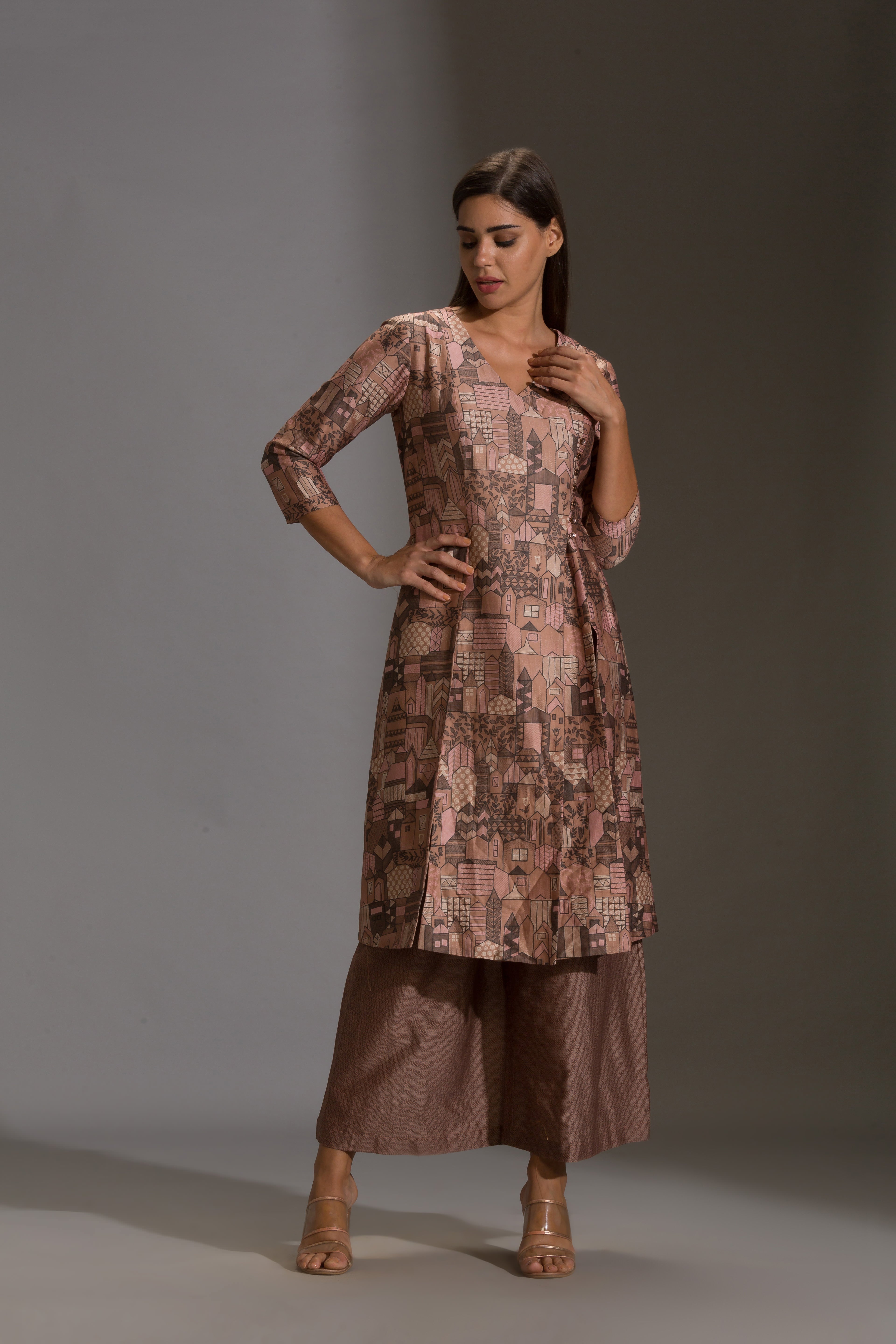 Maskan Printed Overlap Kurta With Palazzo