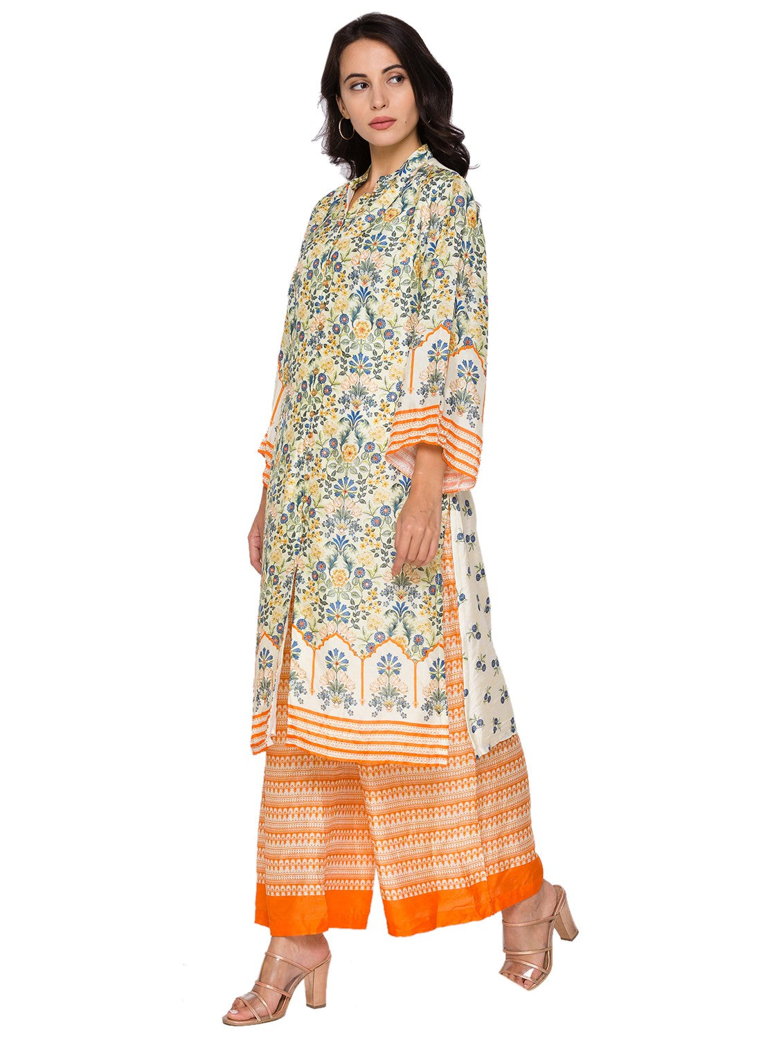 Eden Printed Kurta With Front Opening Paired With Pants