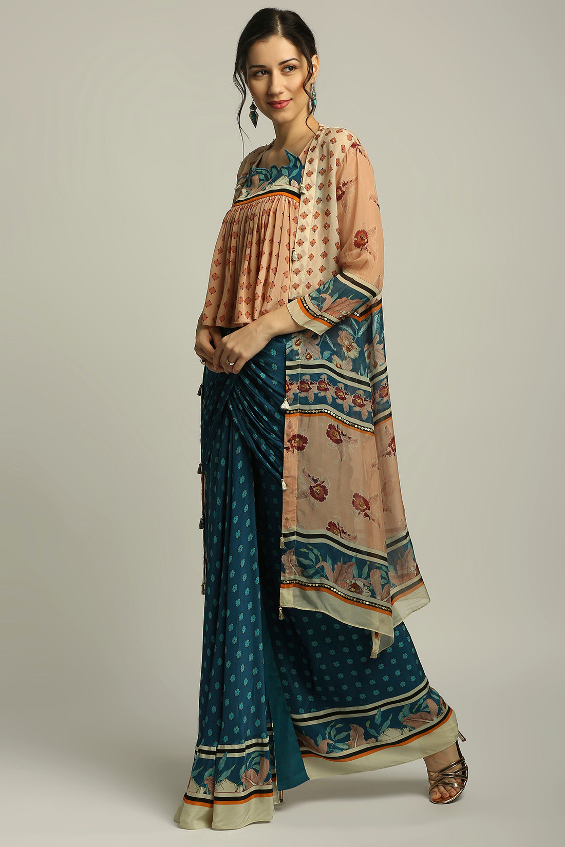 Orchid Bloom Printed Skirt Set With Jacket