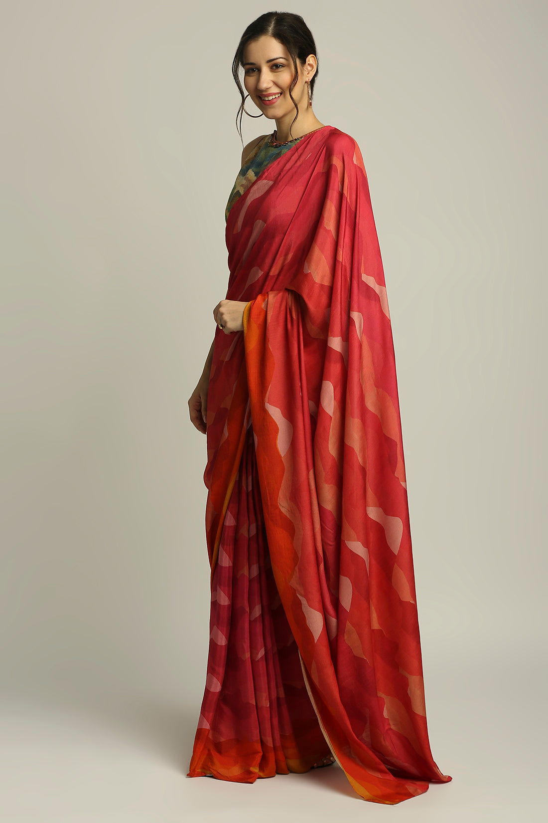 Dune Shadow Printed Pre-Stitched Saree With Blouse