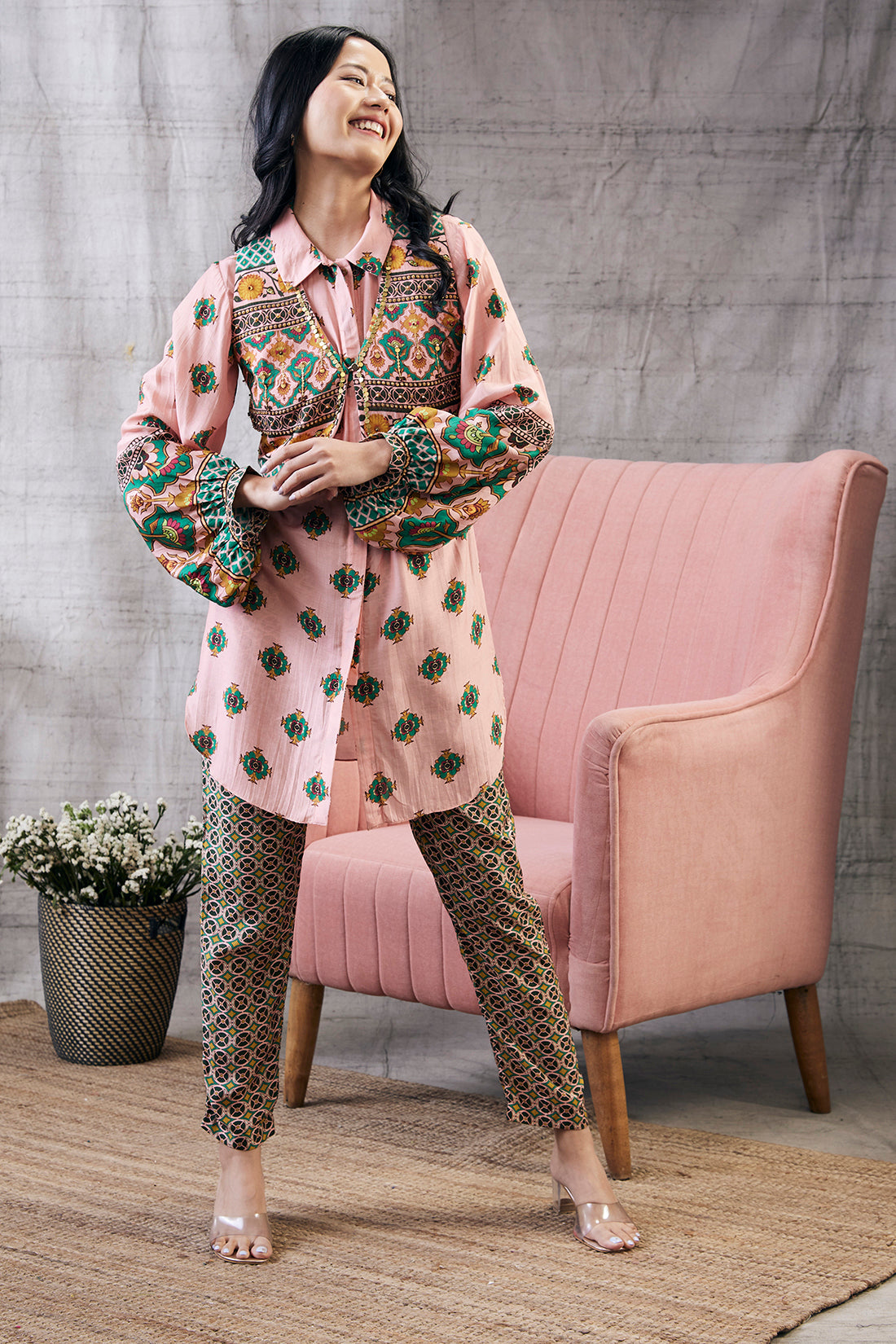 Taahira Printed Co-Ord Set With Jacket