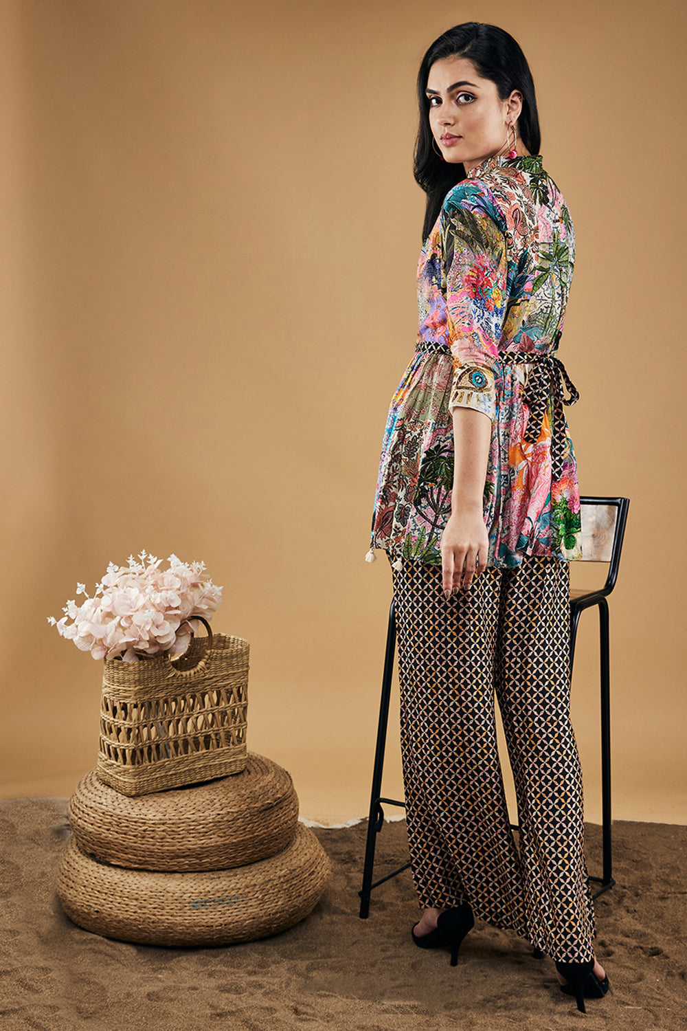 Tropical Twilight Printed Embroidered Kurta Set
