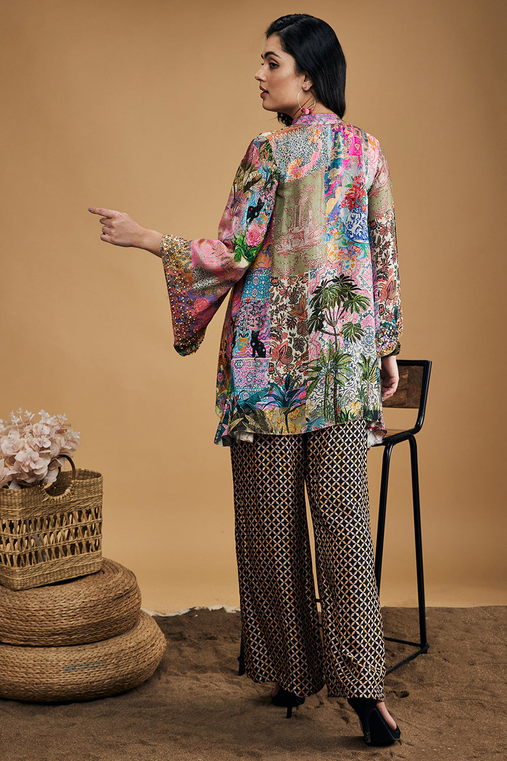 Tropical Twilight Printed Embroidered Kurta Set