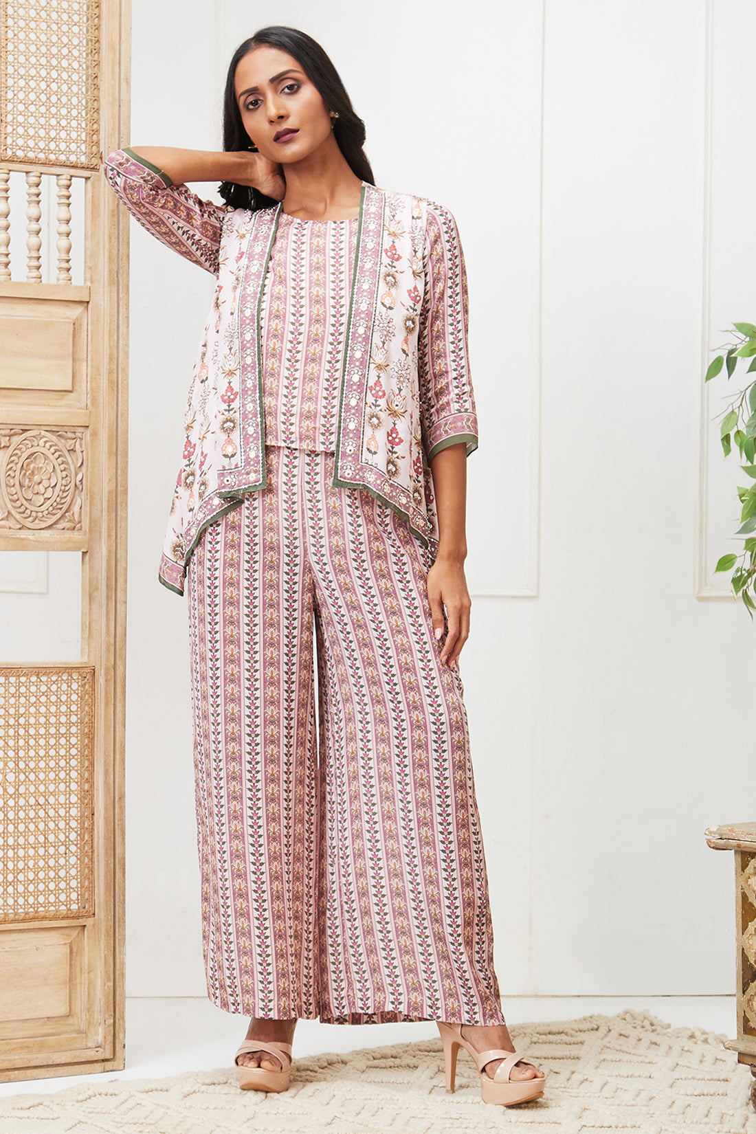 Tabriz Embroidered Co-Ord Set With Jacket