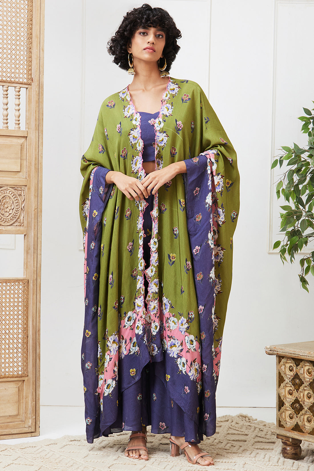 Tasnim Printed Co-Ord Set With Kimono Jacket