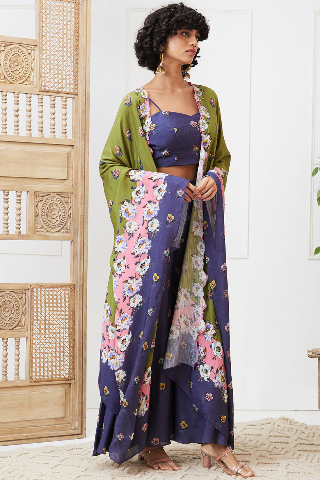 Tasnim Printed Co-Ord Set With Kimono Jacket