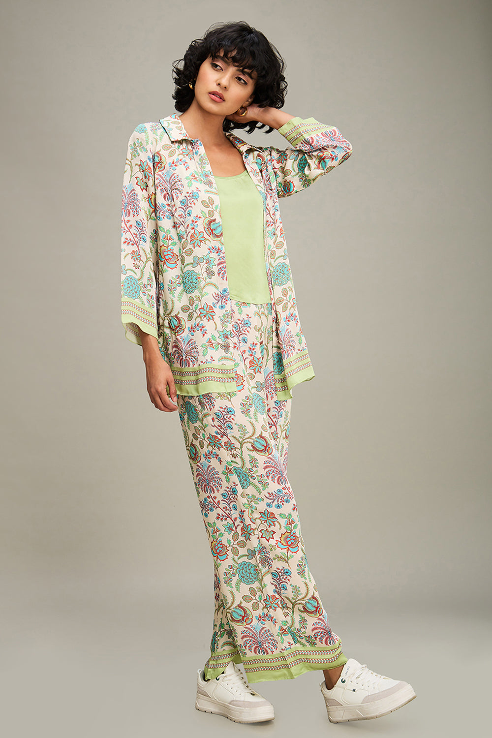 Mehr Printed Co Ord Set With Jacket