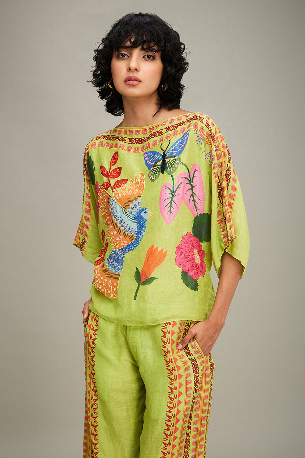 Avian Canopy Embellished Kimono Co Ord Set