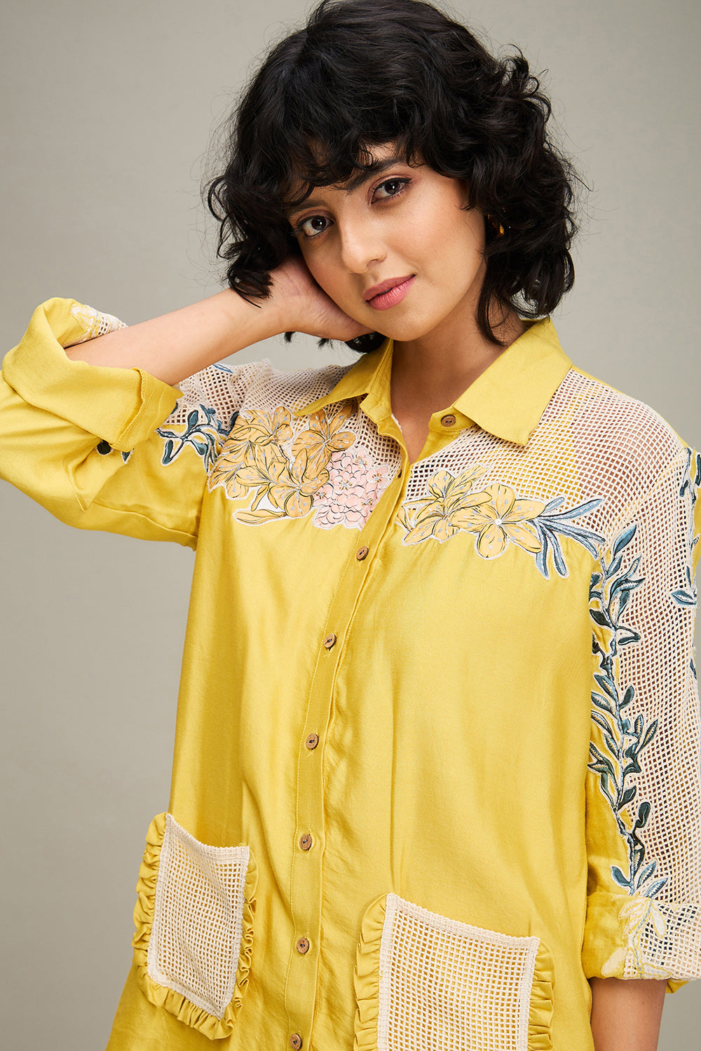 Yellow Zinnia Applique Co-Ord Set