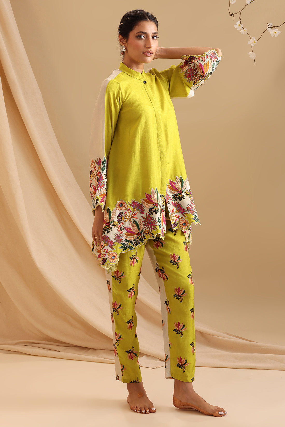 Aarani Yellow Embroidered Co-Ord Set