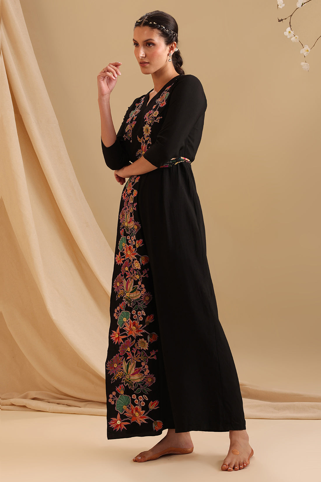 Aarani Applique Overlap Jumpsuit With Belt
