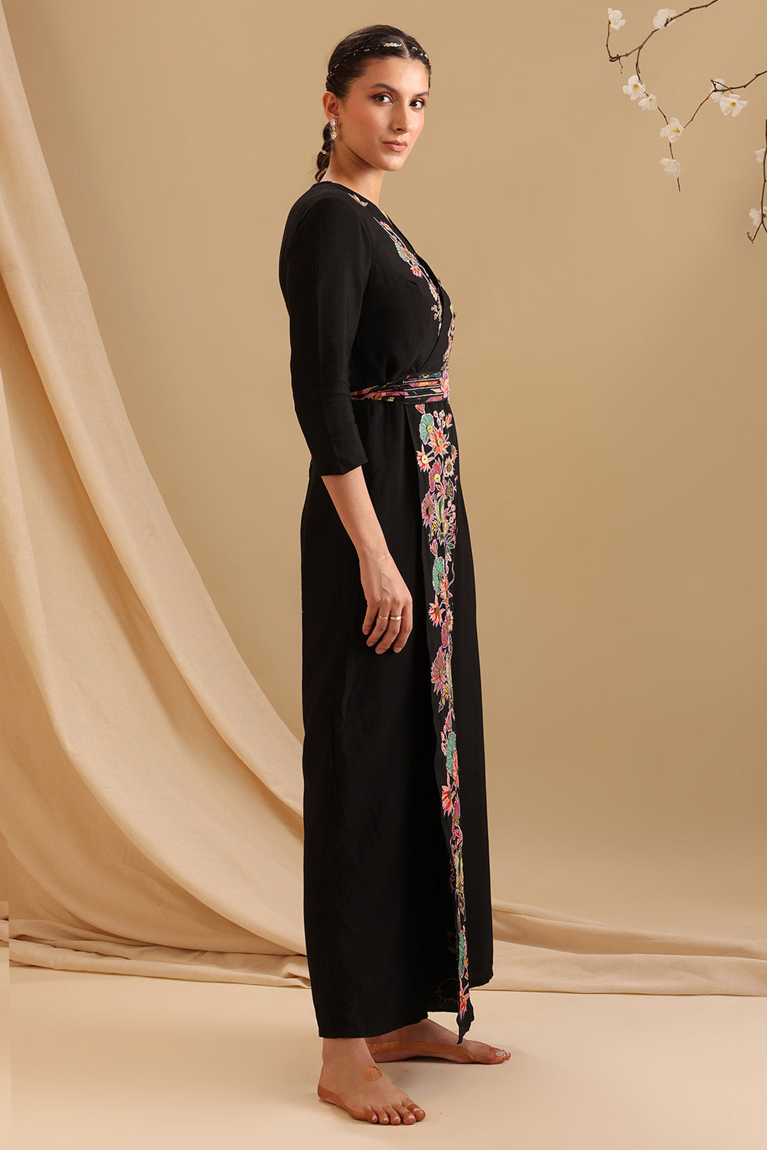 Aarani Applique Overlap Jumpsuit With Belt