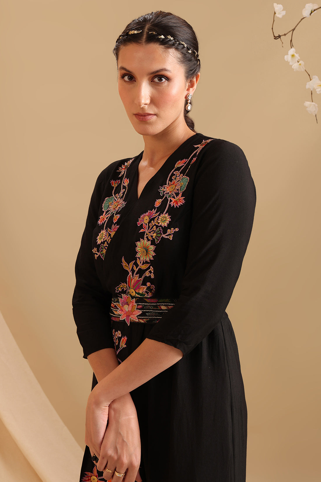 Aarani Applique Overlap Jumpsuit With Belt