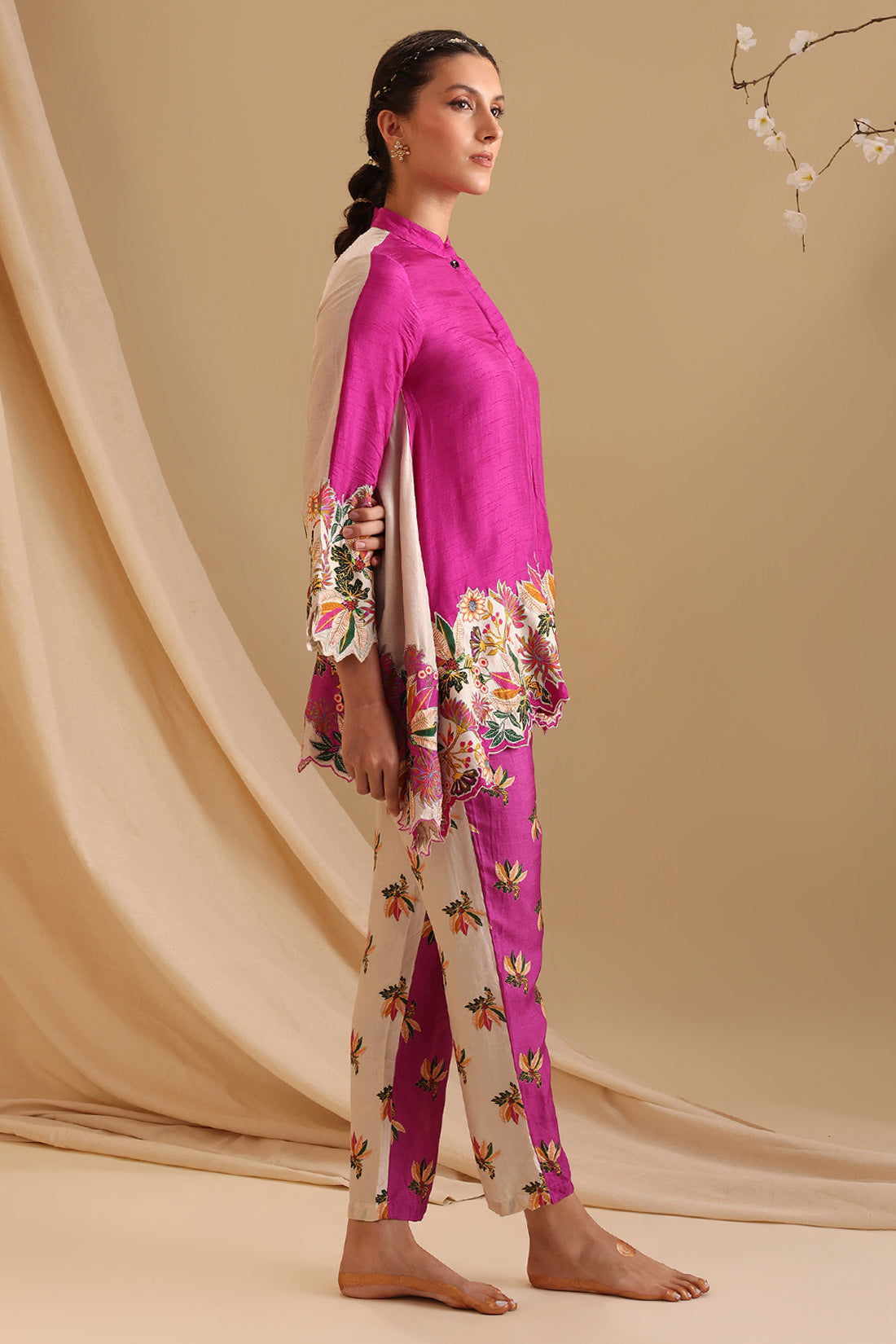 Fuchsia Pink Aarani Embroidered Co-Ord Set