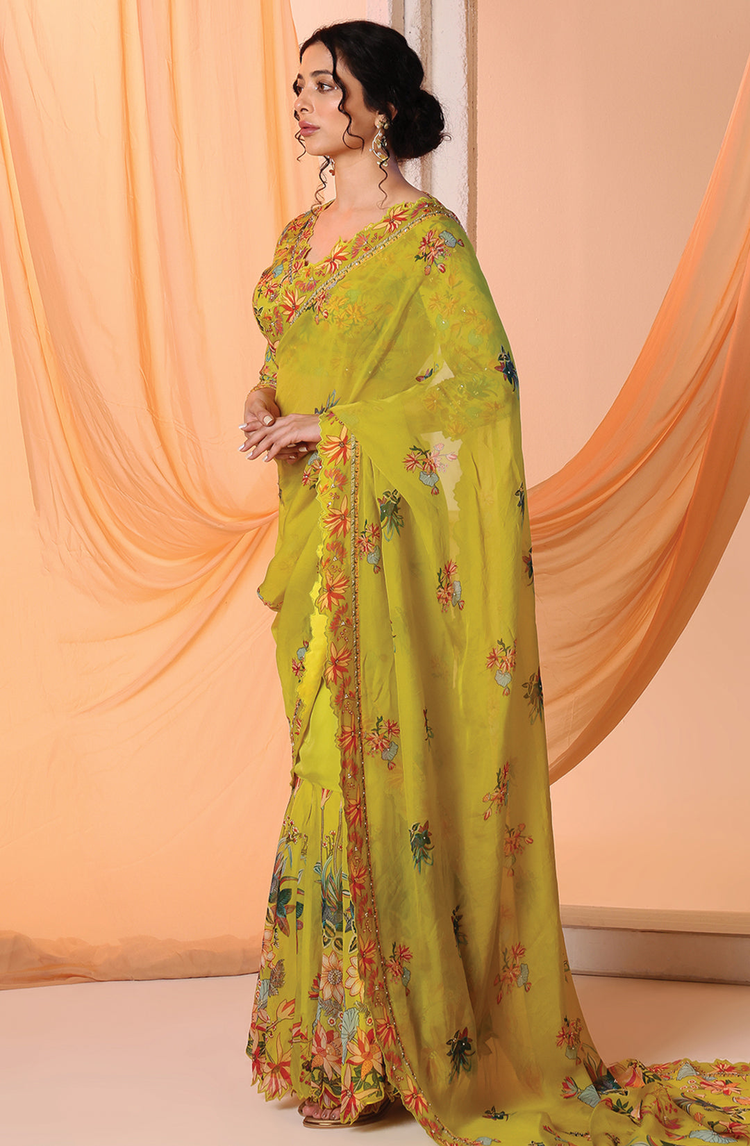 Aarani Embroidered Pre-Stitch Saree Set