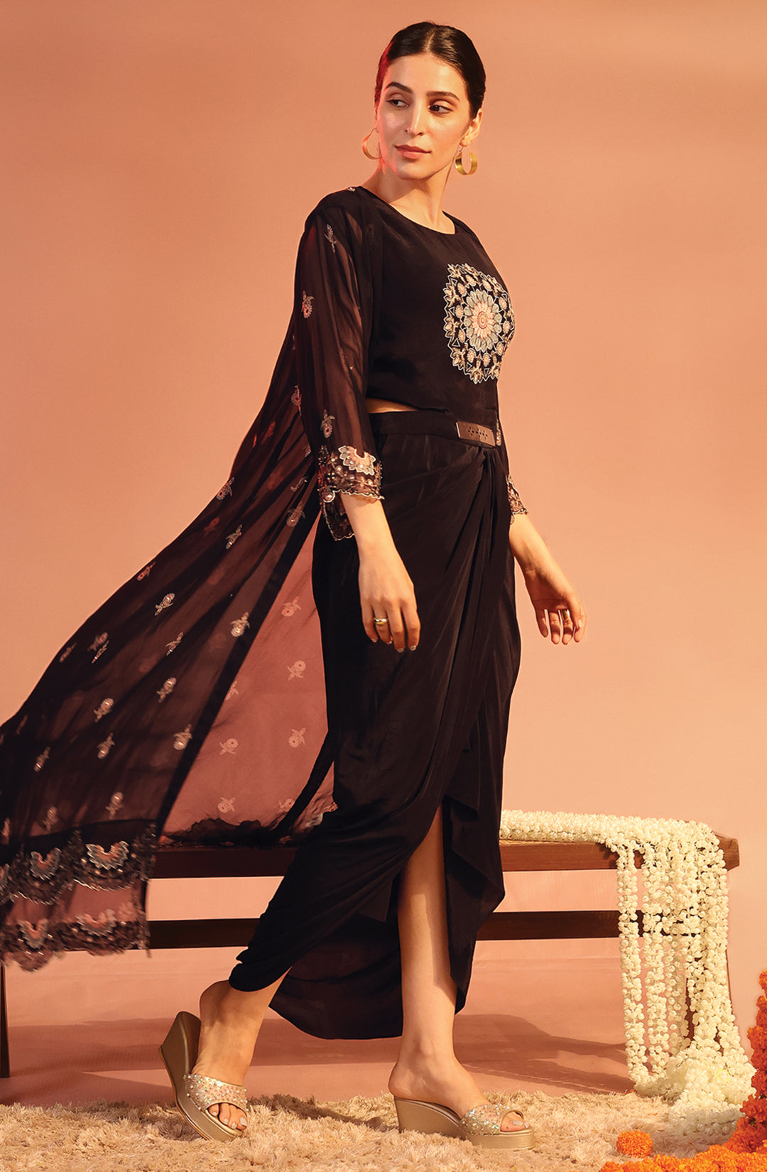 Eraya Embellished Drape Dress Set