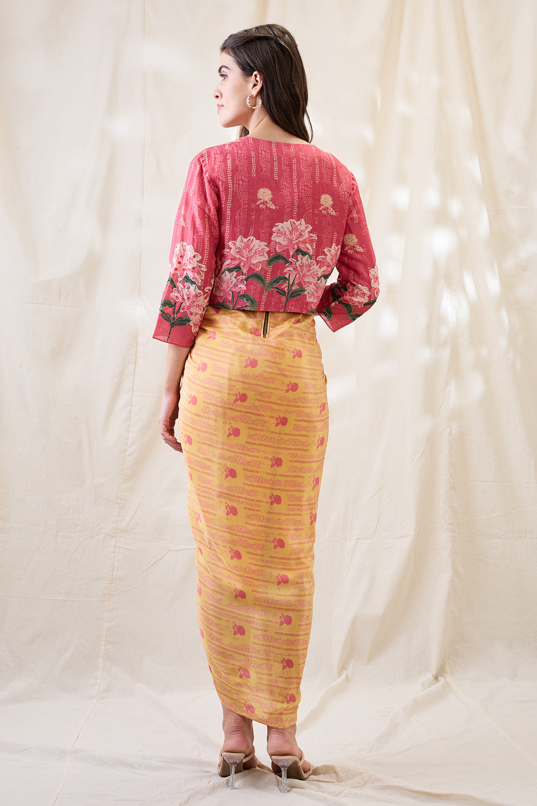 Ravya embellished drape dress set