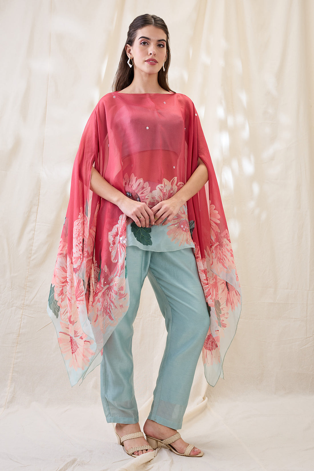 Ravya co-ord set with embellished cape