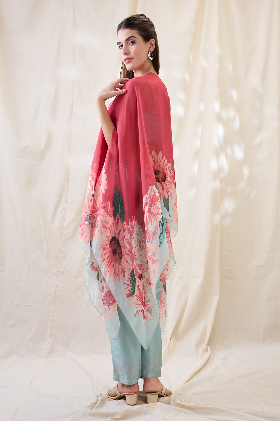 Ravya co-ord set with embellished cape