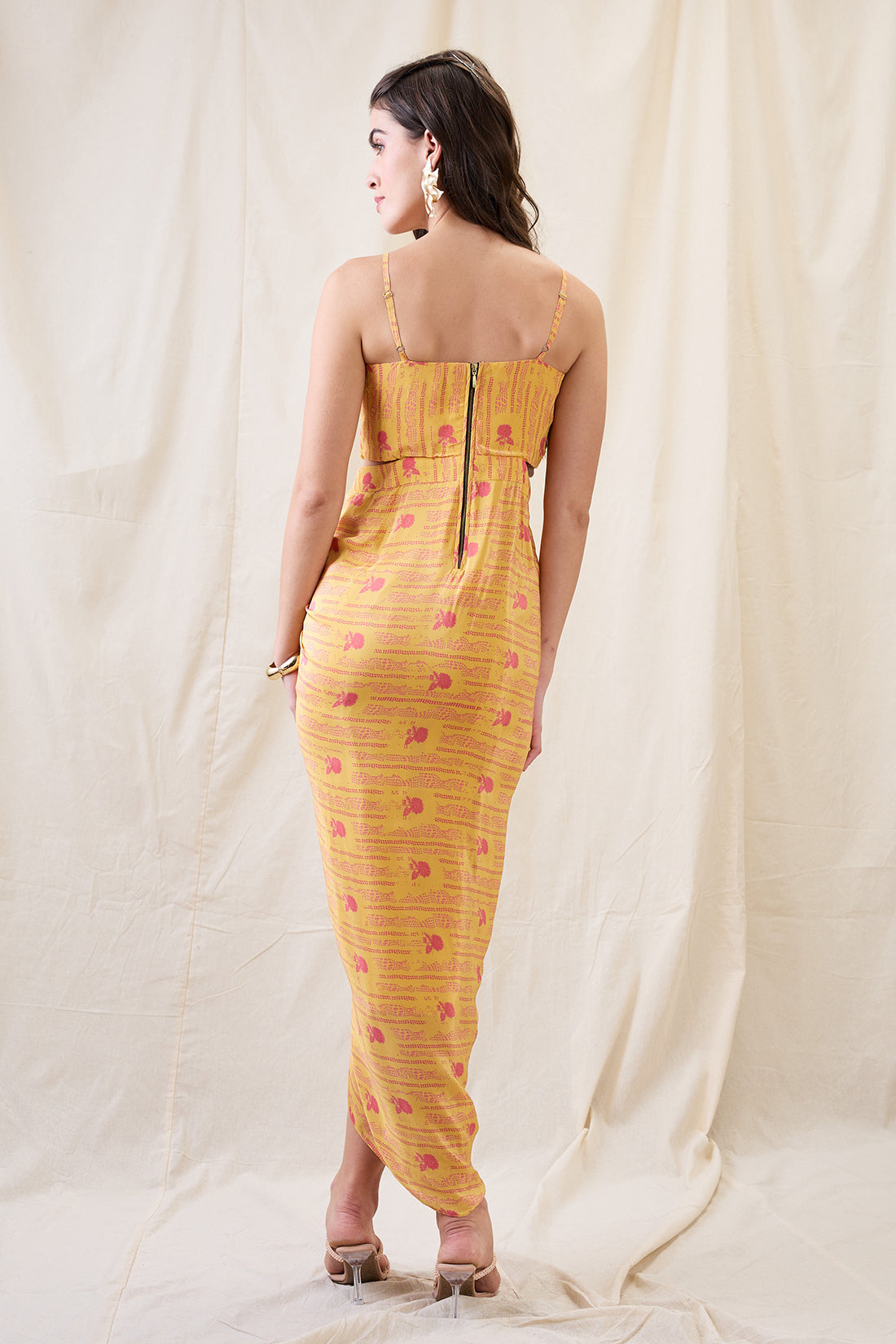 Ravya drape dress with embellished cape