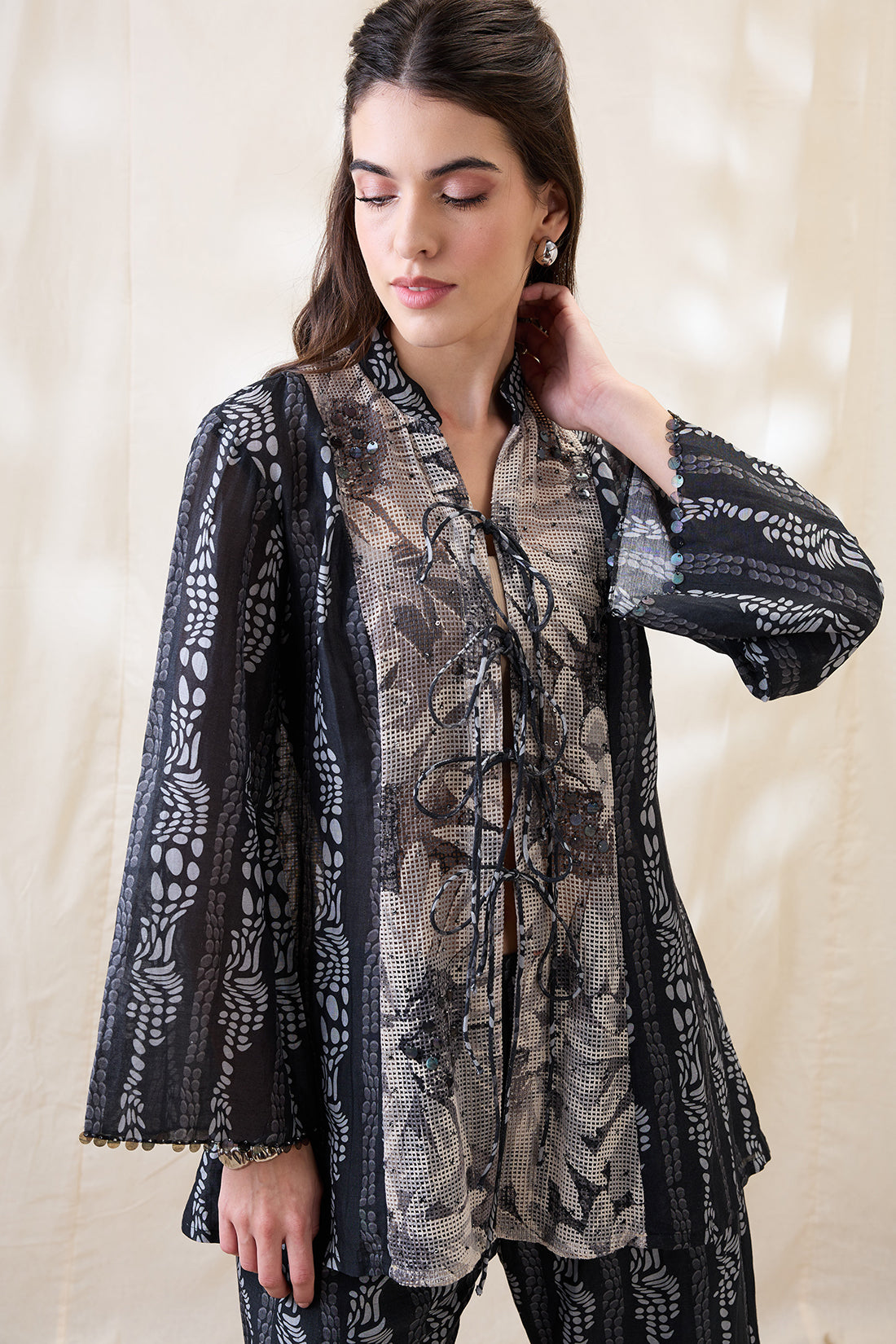 Ravya Embellished fron tie-ups co-ord set