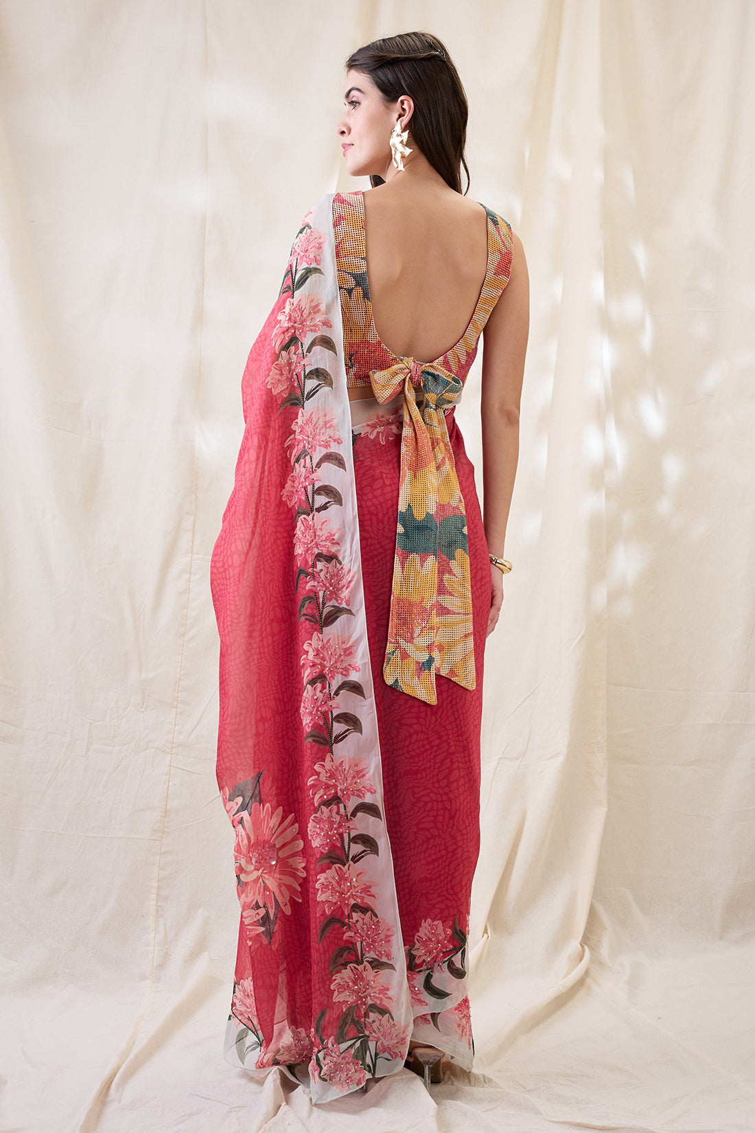 Ravya embellished pre-stitched saree set