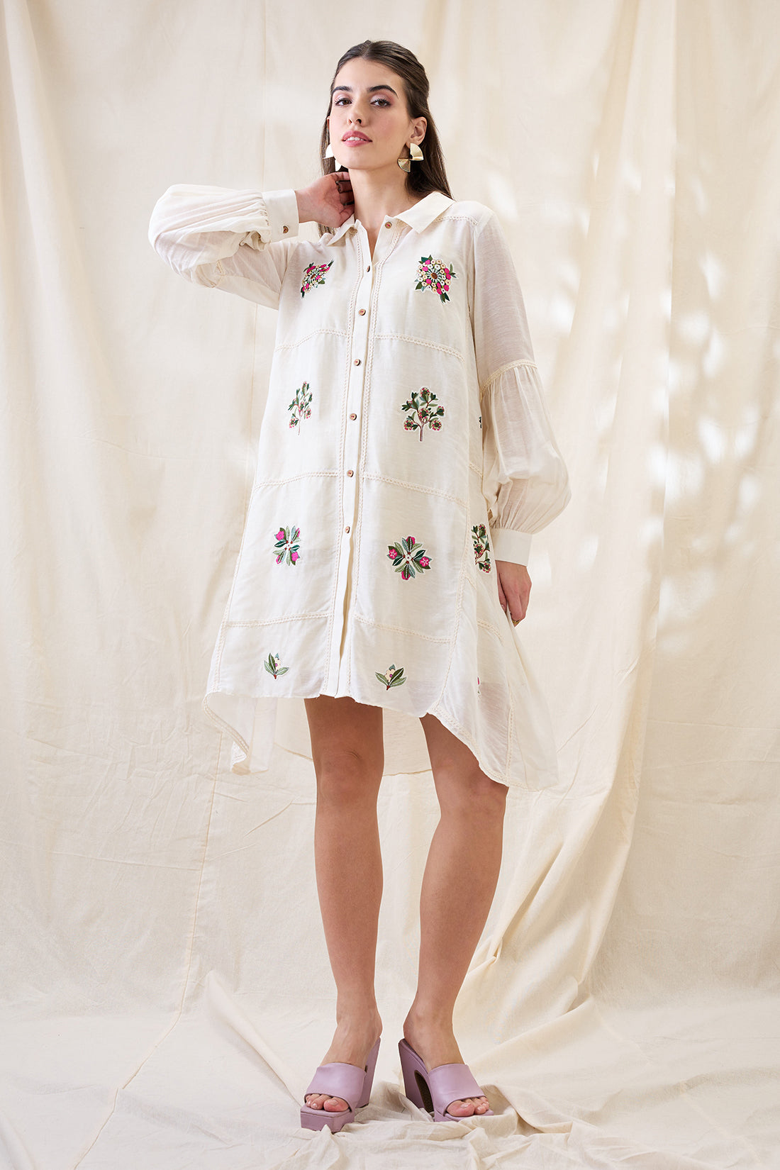 Gulzaar appliqued A-line dress