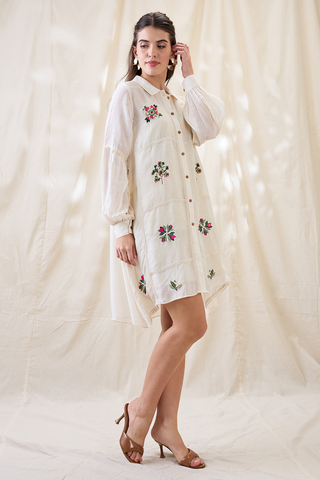 Gulzaar appliqued A-line dress