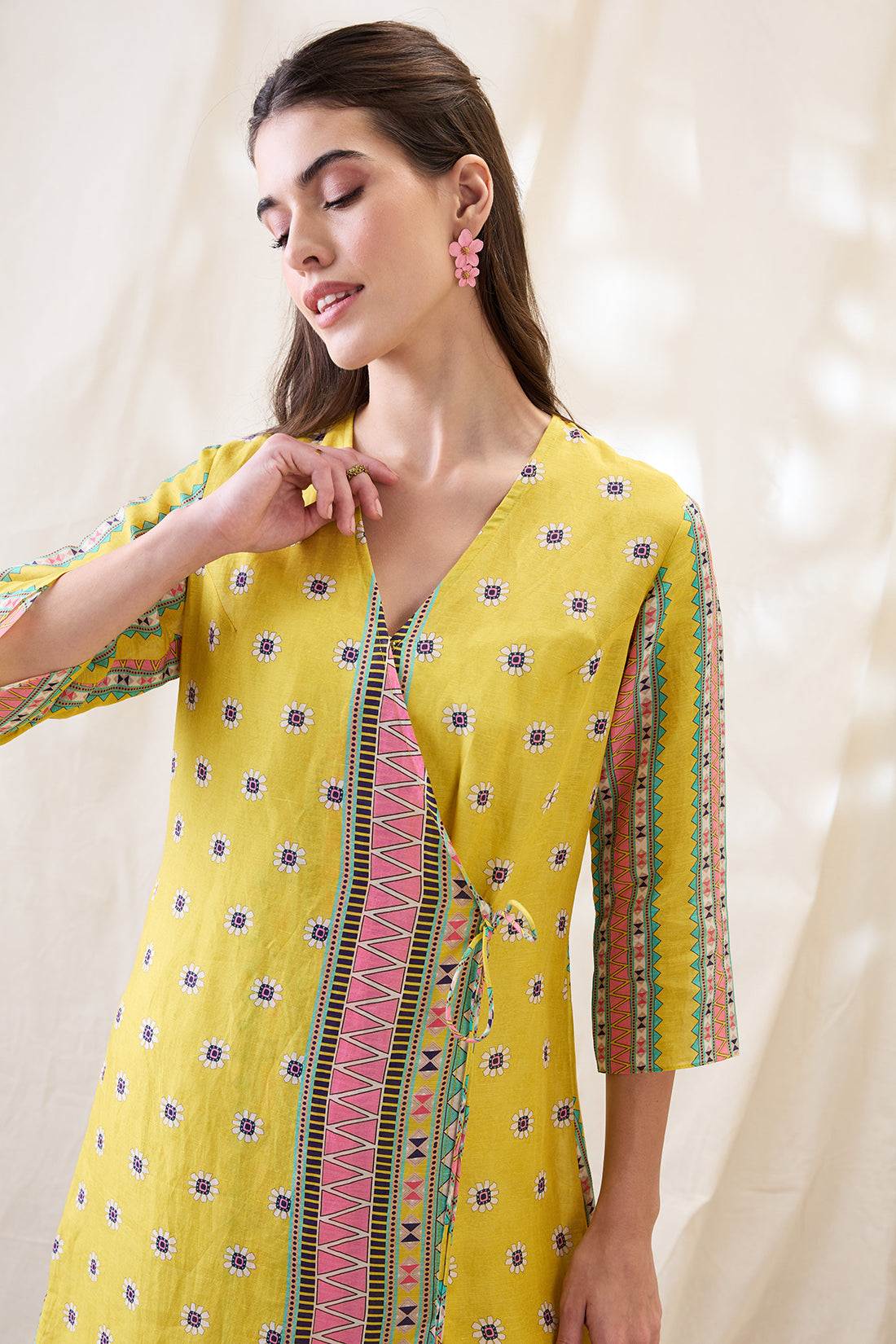 Nooma printed fron overlapped dress