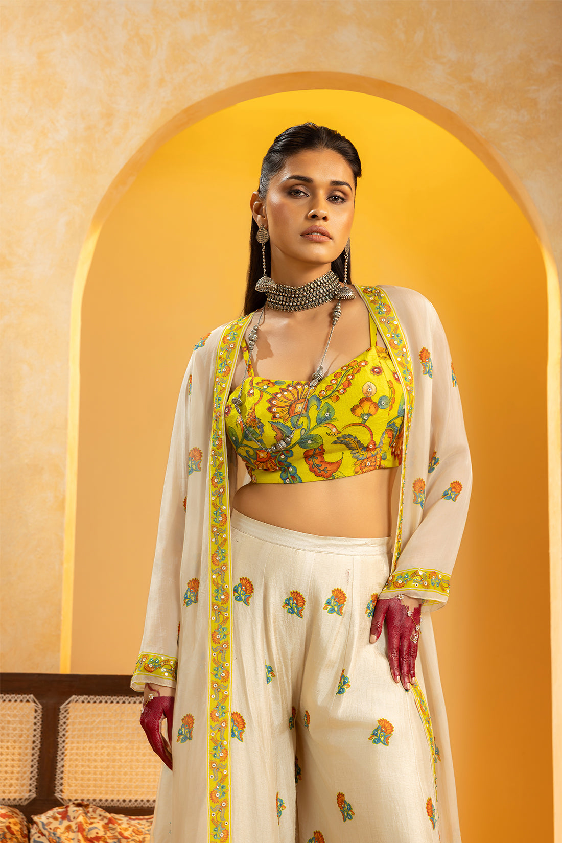 Rangtara embellished pant set with jacket