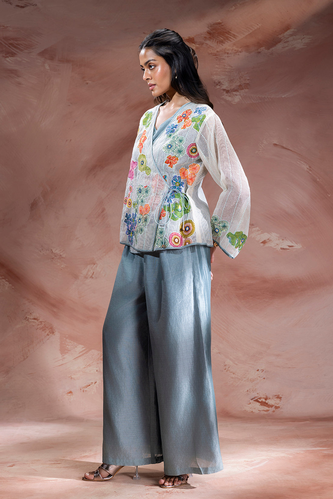 Kaia Appliqué Angarkha Tunic And Pants