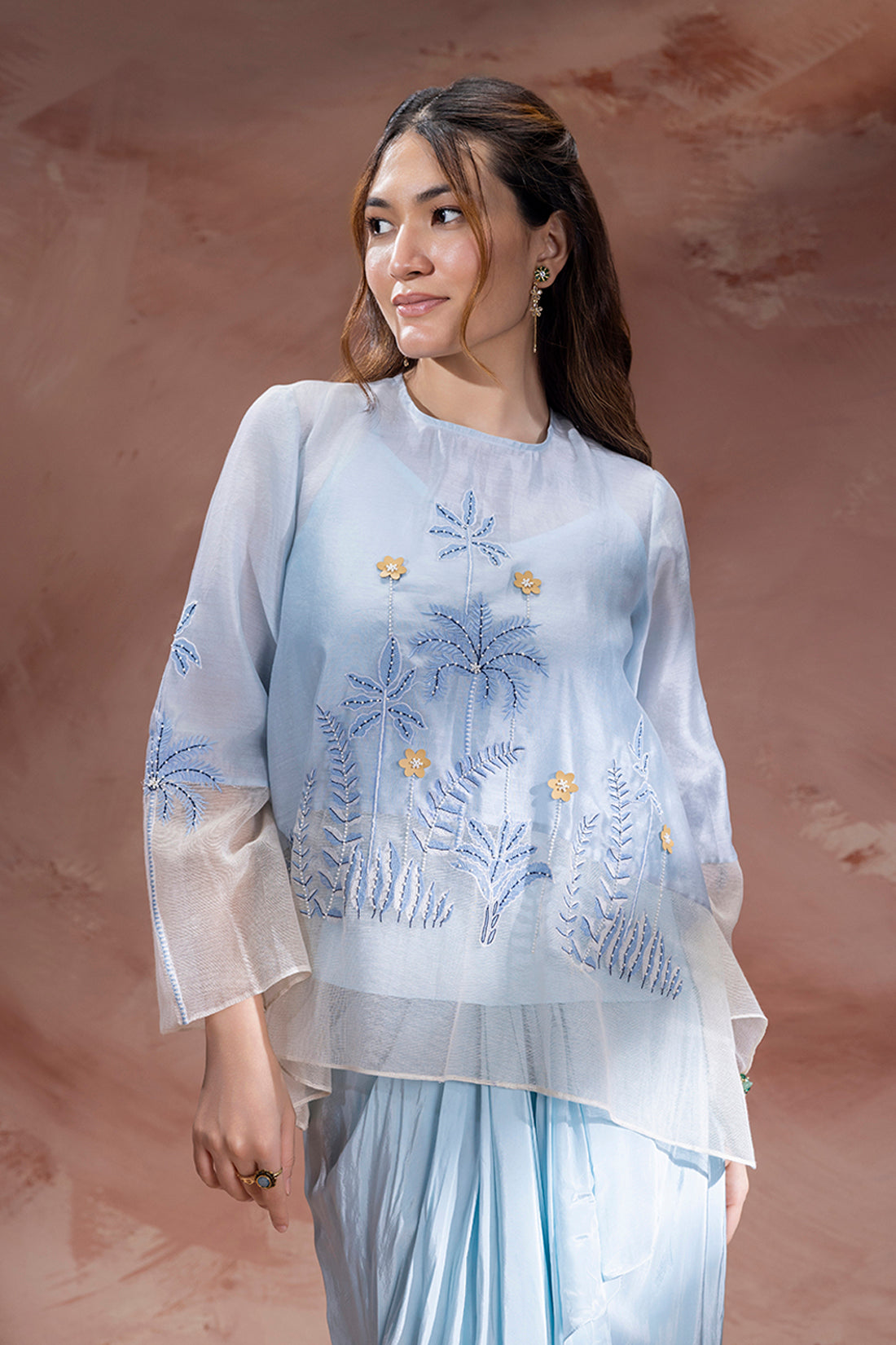 Alisa Embroidered Drape Skirt Set